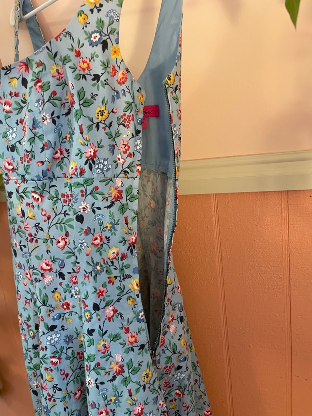 Betsey Johnson Retro Vintage Style Blue Floral Midi Dress, Size 8 - Picture 6 of 11